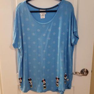 Light blue polka dot Minnie Mouse XL T-Shirt